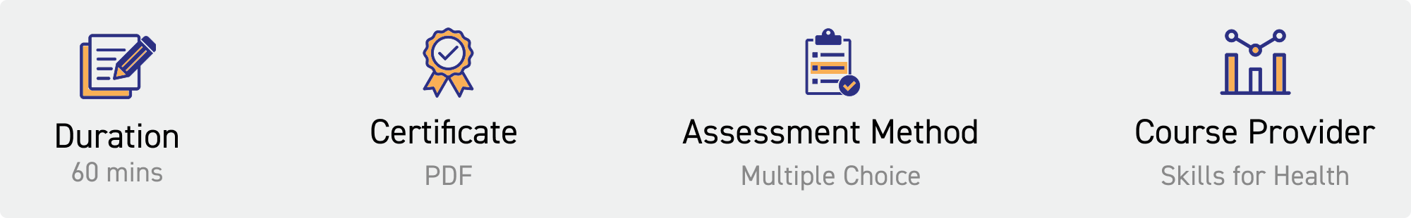 duration: 60 mins. Certificate: pdf. Assessment Method: multiple choice. Course Provider: Skills for Health